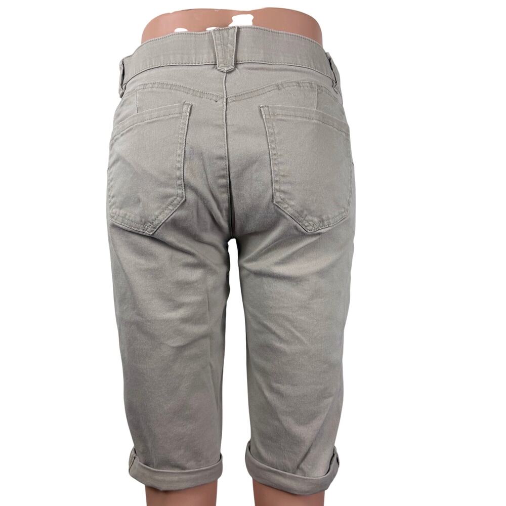 Democracy Ab Solution Khaki Tan Bermuda Shorts Jeans fit roll cuffs - Picture 3 of 16